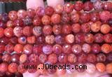 AGBS248 15 inches 8mm faceted round red dragon veins agate beads wholesale