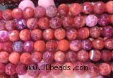 AGBS249 15 inches 10mm faceted round red dragon veins agate beads wholesale