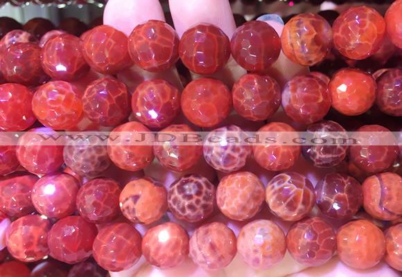 AGBS250 15 inches 12mm faceted round red dragon veins agate beads wholesale