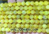 AGBS254 15 inches 8mm faceted round yellow dragon veins agate beads wholesale