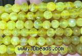 AGBS255 15 inches 10mm faceted round yellow dragon veins agate beads wholesale