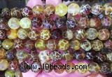 AGBS260 15 inches 10mm faceted round yellow dragon veins agate beads wholesale