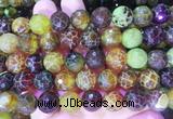AGBS261 15 inches 12mm faceted round yellow dragon veins agate beads wholesale