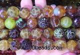 AGBS262 15 inches 14mm faceted round yellow dragon veins agate beads wholesale