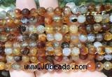 AGBS264 15 inches 6mm faceted round coffee dragon veins agate beads wholesale