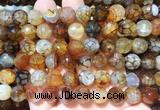 AGBS266 15 inches 10mm faceted round coffee dragon veins agate beads wholesale