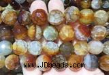 AGBS268 15 inches 14mm faceted round coffee dragon veins agate beads wholesale