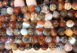 AGBS272 15 inches 10mm faceted round coffee dragon veins agate beads wholesale