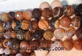 AGBS274 15 inches 14mm faceted round coffee dragon veins agate beads wholesale