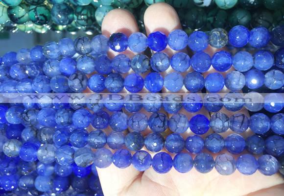 AGBS276 15 inches 6mm faceted round blue dragon veins agate beads wholesale