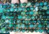 AGBS282 15 inches 8mm faceted round green dragon veins agate beads wholesale