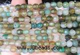 AGBS286 15 inches 6mm faceted round green dragon veins agate beads wholesale
