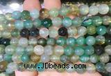 AGBS287 15 inches 8mm faceted round green dragon veins agate beads wholesale