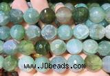 AGBS290 15 inches 14mm faceted round green dragon veins agate beads wholesale