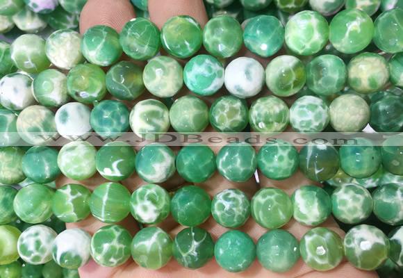 AGBS293 15 inches 8mm faceted round green dragon veins agate beads wholesale