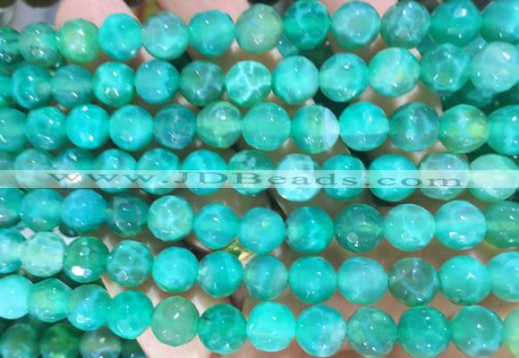 AGBS298 15 inches 8mm faceted round green dragon veins agate beads wholesale
