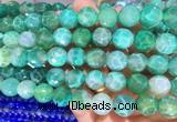 AGBS300 15 inches 12mm faceted round green dragon veins agate beads wholesale