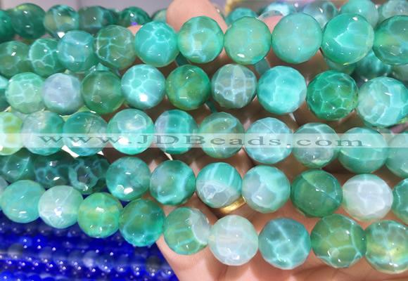 AGBS300 15 inches 12mm faceted round green dragon veins agate beads wholesale