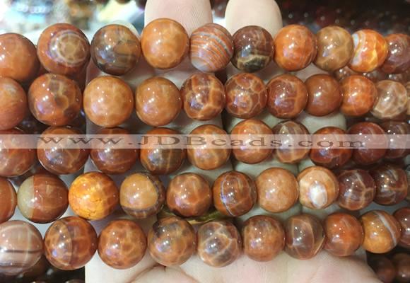 AGBS311 15 inches 12mm round red dragon veins agate beads wholesale