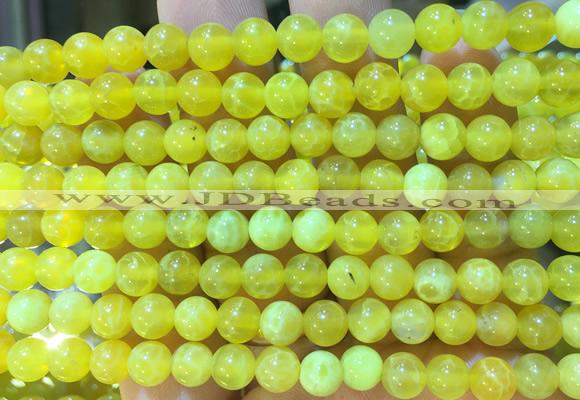 AGBS318 15 inches 6mm round yellow dragon veins agate beads wholesale