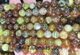 AGBS325 15 inches 8mm round yellow dragon veins agate beads wholesale