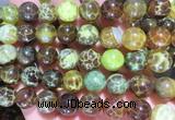 AGBS327 15 inches 12mm round yellow dragon veins agate beads wholesale