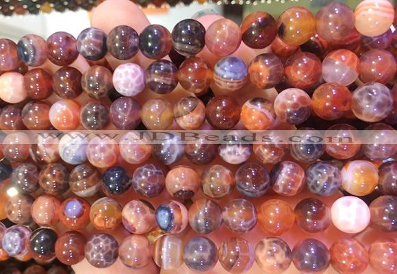 AGBS337 15 inches 8mm round coffee dragon veins agate beads wholesale