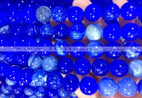 AGBS345 15 inches 12mm round blue dragon veins agate beads wholesale