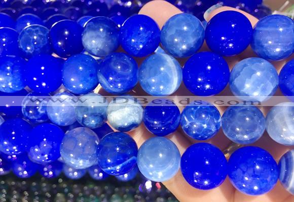 AGBS346 15 inches 14mm round blue dragon veins agate beads wholesale