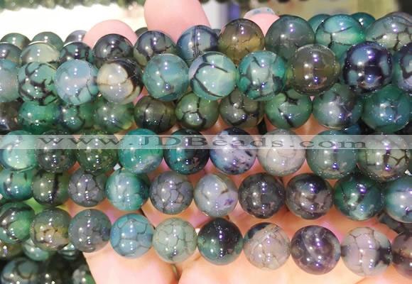 AGBS365 15 inches 10mm round green dragon veins agate beads wholesale
