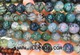 AGBS366 15 inches 12mm round green dragon veins agate beads wholesale