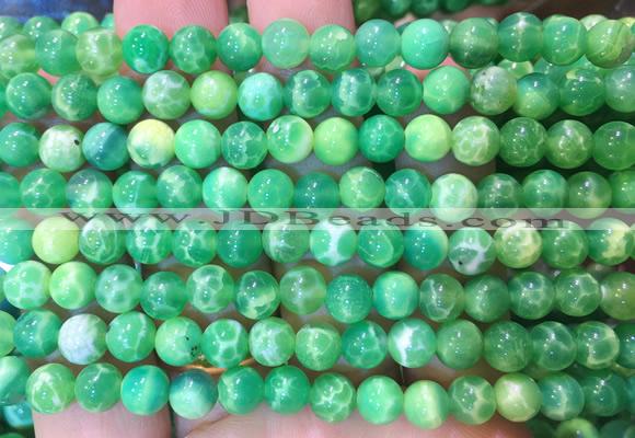 AGBS373 15 inches 6mm round green dragon veins agate beads wholesale