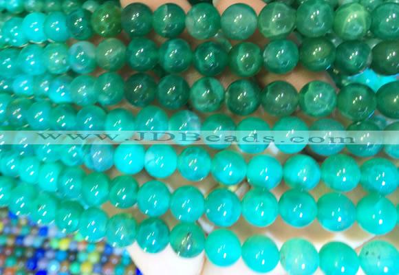 AGBS386 15 inches 8mm round green dragon veins agate beads wholesale