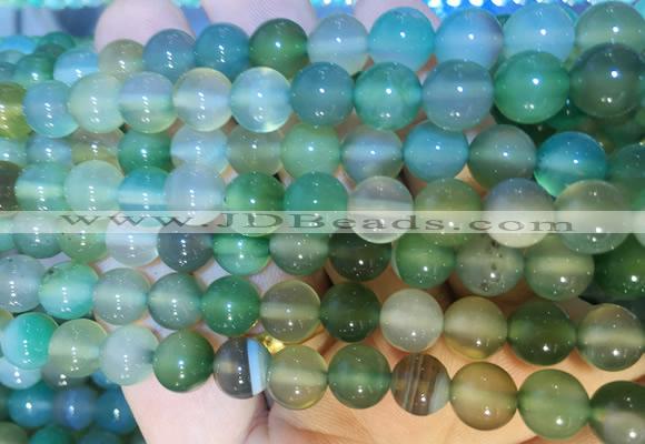 AGBS395 15 inches 8mm round green agate beads wholesale