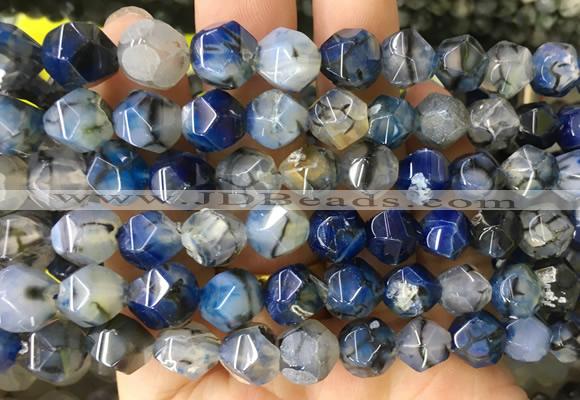 AGBS413 15 inches 10mm faceted nuggets agate gemstone beads wholesale