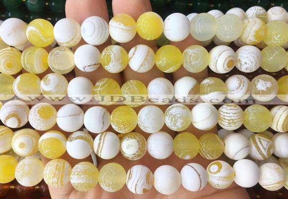 AGBS438 15 inches 10mm round Matte agate beads wholesale