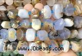 BCBS20 15 inches 12*16mm - 13*18mm faceted nuggets blue chalcedony beads