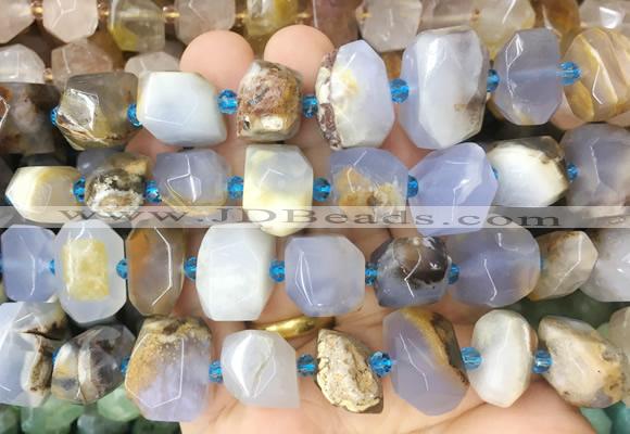 BCBS20 15 inches 12*16mm - 13*18mm faceted nuggets blue chalcedony beads