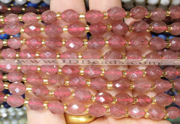 BQBS08 15 inches 6*8mm faceted rice red strawberry quartz beads wholesale