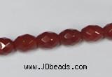 CAA125 15.5 inches 8*10mm faceted rice red agate gemstone beads