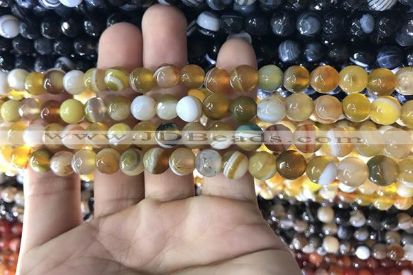 CAA1645 15.5 inches 6mm faceted round banded agate beads