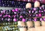 CAA3017 15 inches 8mm faceted round fire crackle agate beads wholesale