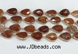 CAA3528 7.5 inches 13*18mm faceted flat teardrop fire agate beads