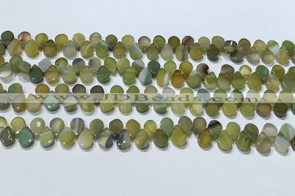 CAA5311 Top drilled 6*8mm flat teardrop line agate beads