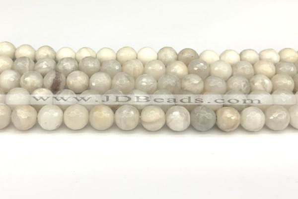CAA5766 15 inches 8mm faceted round white crazy lace agate beads