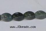 CAB420 15.5 inches 8*12mm twisted rice moss agate gemstone beads