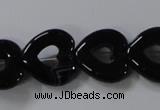 CAB860 15.5 inches 18*18mm heart black agate gemstone beads wholesale