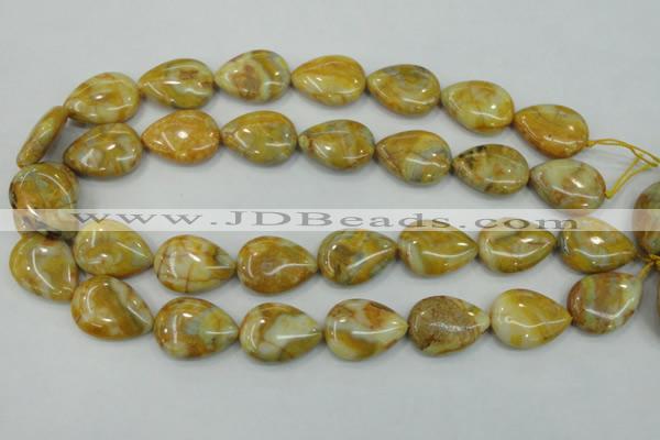CAB941 15.5 inches 18*25mm flat teardrop yellow crazy lace agate beads