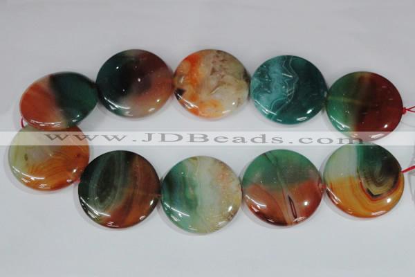 CAG1045 15.5 inches 40mm flat round rainbow agate beads