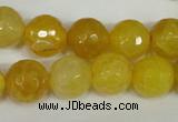 CAG1539 15.5 inches 12mm faceted round fire crackle agate beads